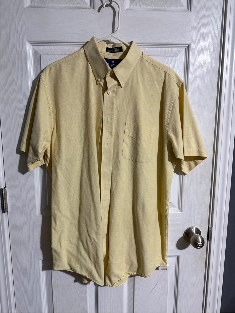 bill blass Light Yellow Short-Sleeve Button-Down Shirt